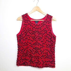 PAVE, vintage, red sequin, beaded top